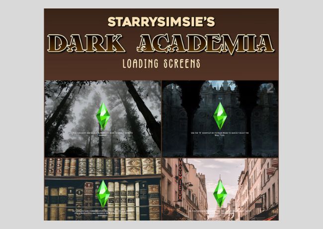 Dark Academia Sims 4 Loading Screen cc